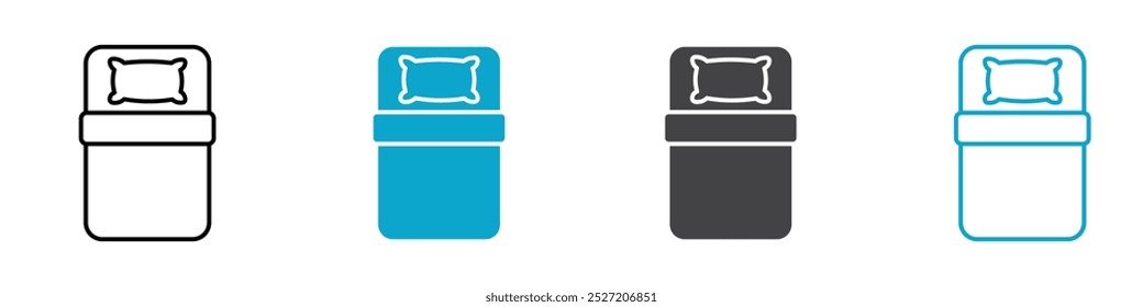 single bed icon Line graphics illustration