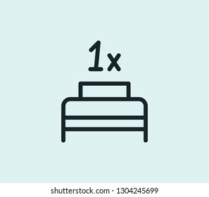 Single bed icon line isolated on clean background. Single bed icon concept drawing icon line in modern style. Vector illustration for your web mobile logo app UI design.