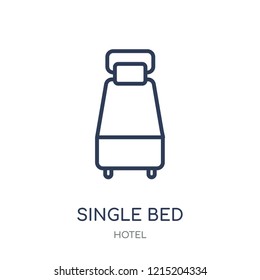 Single bed icon. Single bed linear symbol design from Hotel collection. Simple outline element vector illustration on white background.