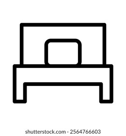 Single bed icon in thin line style. Vector illustration graphic design  