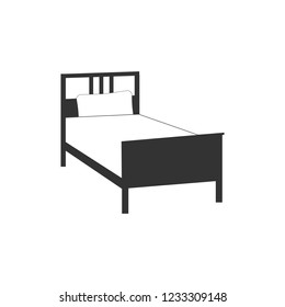 Single bed icon. Vector illustration, flat design.