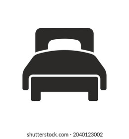 Single Bed Icon. Vector Icon Isolated On White Background.