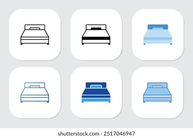 ícones de cama única com vários estilos de design