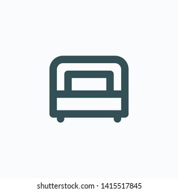 Single bed isolated icon, apartment bedroom linear vector icon
