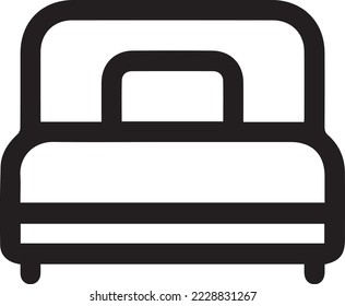 Single Bed Line Icon. Bedding Linear Icon. Top view. Size of Bed. Pillow and Blanket Outline Pictogram. Logo for interior store. Editable stroke. Vector illustration.