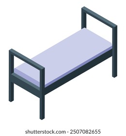 Single bed with metal frame and mattress representing a concept of sleep and rest