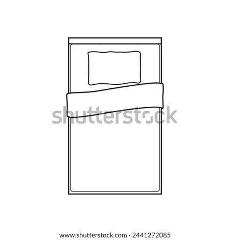 Single bed outline icon for architecture layout plan
