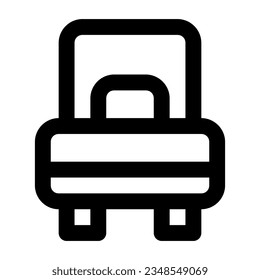 Single bed in outline icon. Hotel, rest, bedroom