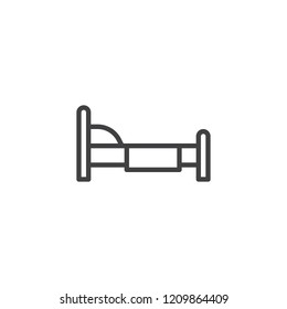 Single bed outline icon. linear style sign for mobile concept and web design. Bed for one person simple line vector icon. Single hotel room symbol, logo illustration. Pixel perfect vector graphics