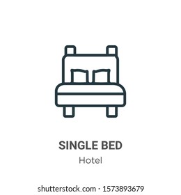 Single bed outline vector icon. Thin line black single bed icon, flat vector simple element illustration from editable hotel concept isolated on white background