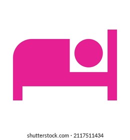 single bed with person sleeping in hotel room vector icon graphic illustration