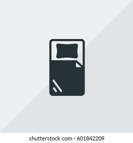 Single Bed with Pillow & Bedding Vector Icon, Single bed with one pillow symbol. Simple,modern flat vector illustration for mobile app, website or desktop app  