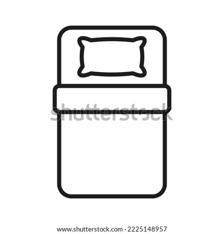 Single Bed with Pillow for Bedroom Line Icon. Single Mattress in Hotel Room Pictogram. Night Rest Sleep Furniture at Home, Hospital, Motel Outline Icon. Editable Stroke. Isolated Vector Illustration.