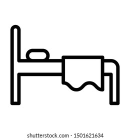 Single Bed, Pillow and Bed Sheets Vector Icon