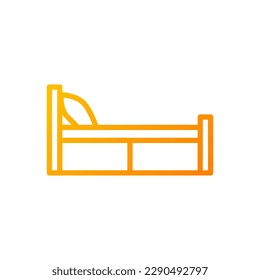 Single bed pixel perfect gradient linear vector icon. Bedstead for solo sleeper. Bedroom furnishing. Furniture store. Thin line color symbol. Modern style pictogram. Vector isolated outline drawing