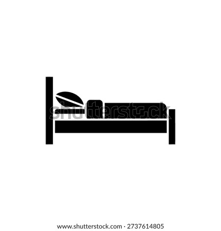 Single Bed Silhouette Icon Representing Sleep and Accommodation