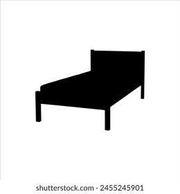 Silueta de cama individual aislada sobre fondo blanco. Icono de cama individual Ilustración vectorial.