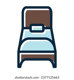 Single Bed Vector Thick Line Filled Dark Colors Icons For Personal And Commercial Use.
