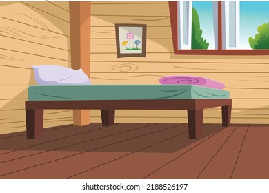 Habitación individual con cama con almohadas. En esta habitación hay una manta.