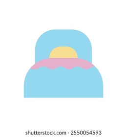 Icono plano de un solo dormitorio, hotel de diseño interior, ilustración de diseño de Vector interior de habitación de lujo, aislado sobre fondo blanco. 