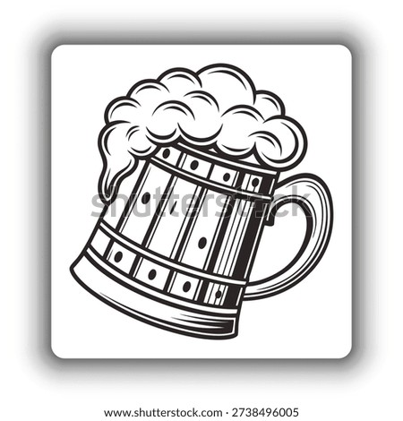 Single Beer Mug Icon with Foam – Pub and Brewery Vector.