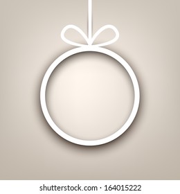 Single beige paper christmas ball. Vector illustration. 