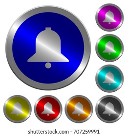 Single bell icons on round luminous coin-like color steel buttons