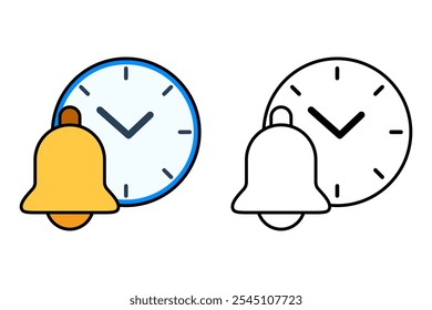 Single bell timeline alarm sound icon object cartoon, sticker flat vector