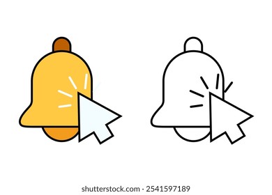 Vibración de campana única para la historieta del objeto del icono del perfil de sonido, Vector plano de la etiqueta engomada