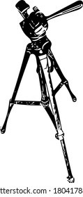 Single big black tripod for photography vector