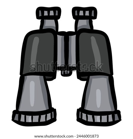 Single Binocular Doodle Icon on White Background