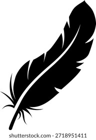 Ein einzelnes Vogelfedersymbol einzeln auf weißem Hintergrund