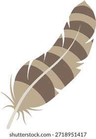 Ein einzelnes Vogelfedersymbol einzeln auf weißem Hintergrund