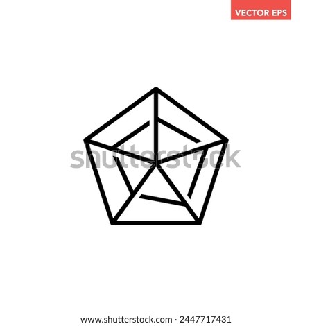 Single black 5S blank pentagon radar chart line icon, simple spider diagram flat design vector pictogram, infographic interface elements for app logo web button ui ux isolated on white background