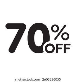 Single black 70% off corner price tag icon, simple corner shopping sale label flat design vector pictogram, infographic vector for app logo web button ui interface element isolated on white background