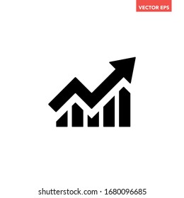 Single black arrow growing pointing up on chart graph bars icon, success graph trending upwards flat design interface infographic element for app ui ux web button, vector isolated on white background - Shutterstock ID 1680096685