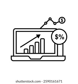 Single black arrow growing pointing up on chart graph bars icon