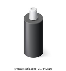 Single Black Bottle of Shampoo in Isometric