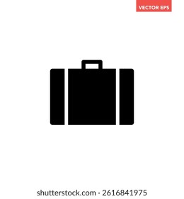 Single black briefcase icon, simple business working bag flat design interface infographic element for app ui ux web button, vector isolated on white background