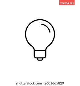 Single black brilliant idea line icon, simple shinning lightbulb flat design illustration pictogram, infographic vector for app web banner button ui interface elements isolated on white background