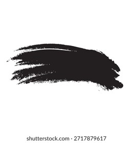 Um único traçado de pincel preto com uma aparência texturizada, isolado em um plano de fundo branco.