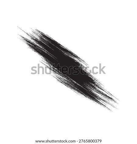 A single black brush stroke with a textured appearance