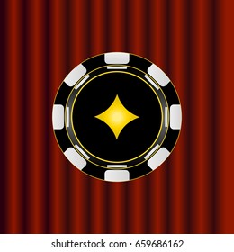 Single black casino chip isolated on white background