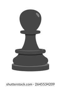 A single black chess pawn piece standing on a white background flat style