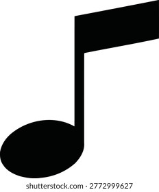 A single black eighth note symbol, a fundamental element of musical notation, is presented in isolation against a clean white backdrop.