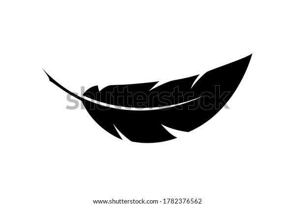 単一の黒い羽 羽のロゴ 鳥の羽のアイコン ベクターイラスト のベクター画像素材 ロイヤリティフリー
