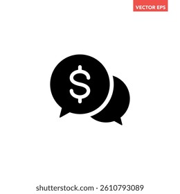 Single black financial chat line icon, simple business consultant advice flat design vector pictogram, infographic interface elements for app logo web button ui ux isolated on white background
