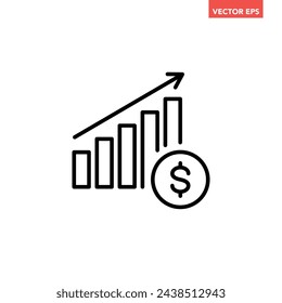 Einzelnes schwarzes finanzielles wachsendes Graph-Linien-Symbol, einfaches positives Diagramm flaches Design-Piktogramm-Vektor für App-Anzeigen Web-Banner-Schaltfläche ui ux-Interface-Elemente isoliert auf weißem Hintergrund