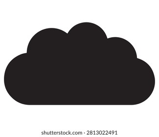 Single black fluffy cloud silhouette icon on white background with meteorology silhouette isolated forecast atmosphere minimalist blackandwhite abstract meteorological environment