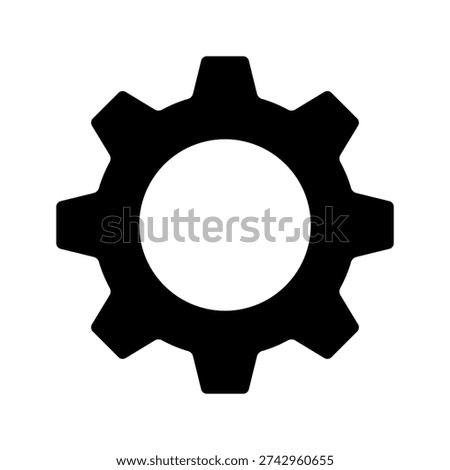Single black gear cogwheel icon isolated. Vector